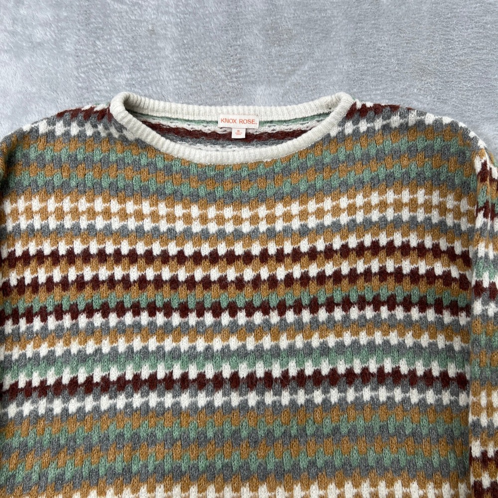 Knox Rose Textured Geometric Pullover Sweater Size XL Multi Boho Cabin Womens - Picture 2 of 7